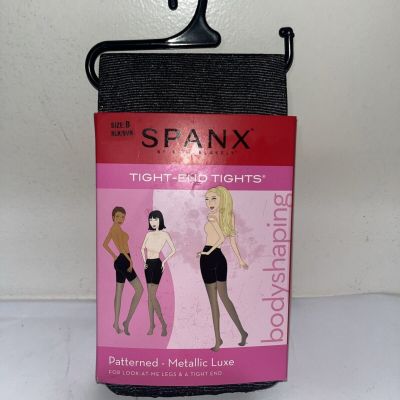 Spanx Body Shaping Tight-End Tights Black & Silver Metallic Luxe Size B